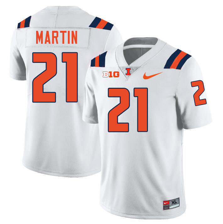 #21 Quan Martin Illinois Fighting Illini Football Jersey,Uniforms-White